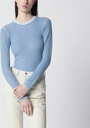 6397 Light blue ribbed vintage-effect knit