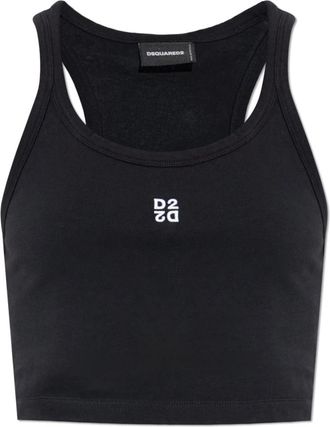 Dsquared2 Mouwloze Top - Dames - Tops zonder mouwen - Zwart - XS - Katoen - Tops