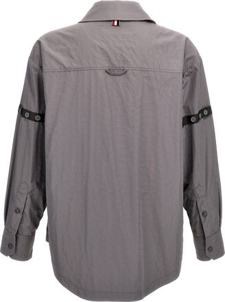 Thom Browne Ripstop Nylon Snap Front Overshirt - Gray