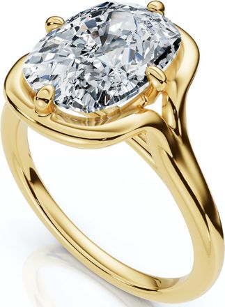 Pompeii3 Certified 3Ct Sylva Elongated Cushion Diamond Engagement Ring 14k Gold Lab Grown