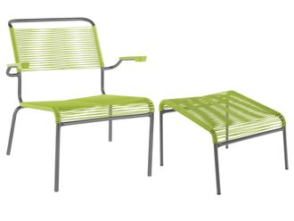 Schubiger M&ouml;bel Spaghetti-Lounger + Hocker S&auml;ntis mit Armlehnen