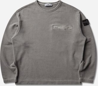 Stone Island Men s Mineral Dyed Organic Cotton Fleece Crewneck Sweatshirt Grey