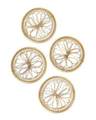 Tiramisu Set Of 4 Gilded Lotus Bloom Coasters