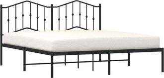vidaXL Vidaxl - Metal Bed Frame without Mattress with Headboard Black 180x200cm