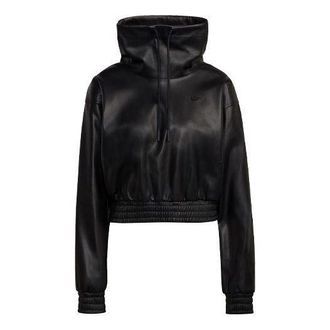 adidas (WMNS) adidas Originals Adicolor Contemporary Cropped Pleather Sweatshirt Black H66348