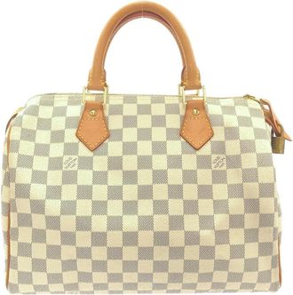 Louis Vuitton Azur White Coated Canvas Boston Bag (Pre-Owned)