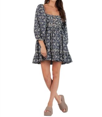 Lucca Couture Faith Eyelet Dress In Navy