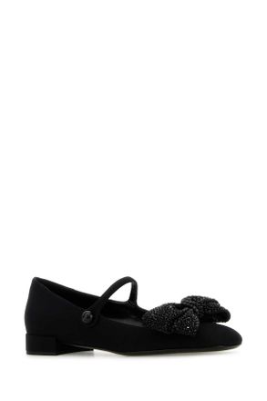 Valentino Garavani Womens Black Fabric Ballerinas Nerojet Ballerine Flat Shoes