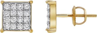LuvMyJewelry Square Prism 14K Yellow Gold Diamond Earrings - 0.43ct