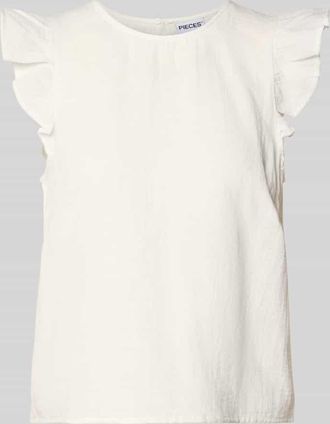 Pieces Regular Fit Top aus reiner Baumwolle Modell SASTINA in Weiss, Gr&ouml;&szlig;e XL