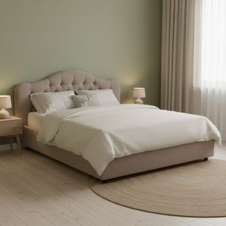 Dmora Cama Doble Allik, Cama Doble Con Colch&oacute;n Incluido, Desenfundable Hecho En Italia, Almacenamiento, Gris Taupe Taupe