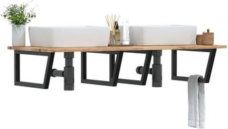 vidaXL Vidaxl - Estante De Lavabo De Pared Acero Y Madera Maciza De Acacia