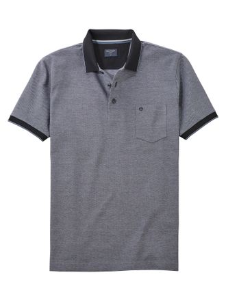 Olymp Poloshirt OLYMP Casual, Herren, Gr. XXL, schwarz, Piqu&eacute;, Obermaterial: 100% Baumwolle, Shirts Poloshirt, Two-Tone Piqu&eacute;, Seitenschlitzen im Saum