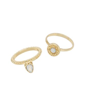Ettika Plated Simple Textured Ring Band Set