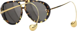 Bottega Veneta Womens Sunglasses Drop Aviator Havana-Gold-Grey Havana/gold/grey
