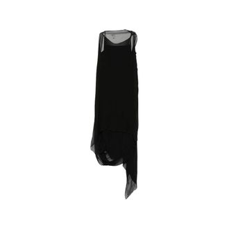 Staud Abito Midi Scollo Alto Drappeggiato - - Dresses - Donna - Nero - M