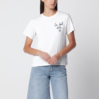 Max Mara White cotton jersey T-shirt with embroidered graphic