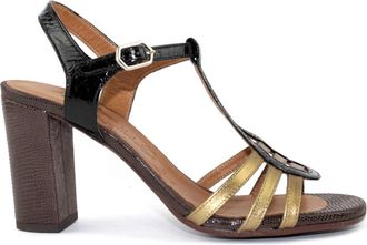 Chie Mihara Zwarte/bronzen sandalen met hoge hak - Dames - Sandalen met hakken - Zwart - 40 EU - Schoenen