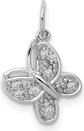 Diamond2Deal 14k White Gold Diamond Butterfly Charm Pendant