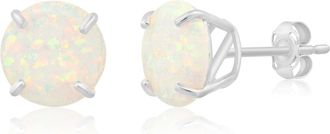 MAX + STONE 14k White Gold 9mm Round Cut Gemstone Stud Earrings