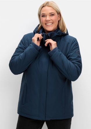 Sheego Funktionsjacke SHEEGO, Damen, Gr. 40, blau (dunkelblau), 94% Polyester, 6% Elasthan, Innenjacke:100% Polyester, unifarben, Jacken Funktionsjacke