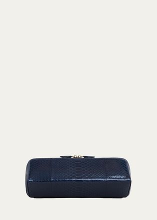 Alaia Delta Snakeskin Leather Clutch Bag