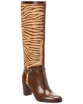 Valentino Pattie 75 Haircalf & Leather Knee-High Boot