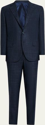 Kiton Mens Cashmere, Wool and Silk Plaid Two-Piece Suit