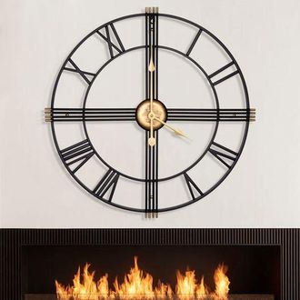 OEM Reloj De Pared Moderno De 50 Cm, Decoraci&oacute;n Negra, N&uacute;meros Romanos Vintage, Reloj De Metal Casi Silencioso, Para Dormitorio - 50 Cm