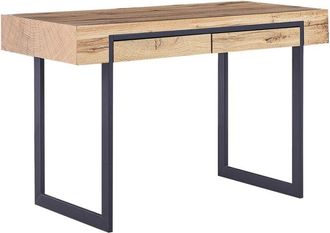 Beliani Beliani - Home Office Desk 2 Storage Drawers 120 x 55 cm Light Wood with Black Vida