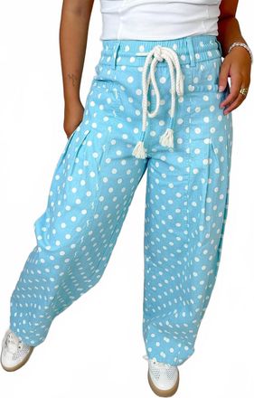 Merci Womens Spot On Polka Dot Pants In Blue