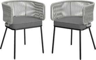 OEM 2 Poltrone Da Giardino In Resina Intrecciata Grigia 46x58x72 Cm