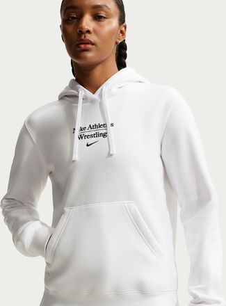 Nike Womens Wrestling Pullover Hoodie in White | APS550NAWR-WHT