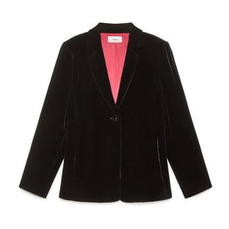 Maliparmi Blazers, female, Black, XL, Fluid Velvet Jacket