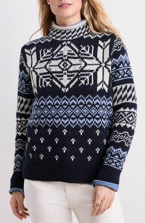 Vineyard Vines Fair Isle Wool Blend Mock Neck Sweater in Nautical Navy at Nordstrom Rack, Size Large
