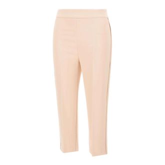 Elisabetta Franchi Cropped Trousers, female, Pink, Size: 2XS Trousers in lightweight cr&ecirc;pe and satin fabrics
