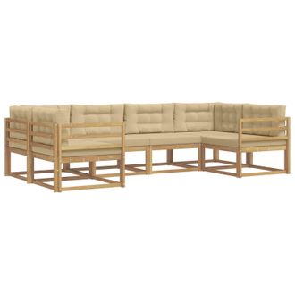 vidaXL Conjunto De Sof&aacute;s De Exterior Con Coj&iacute;n 6 Pcs Y Beige Vidaxl