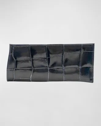 Abas Men & apos;s Glazed Alligator Leather Eyewear Case