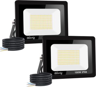OEM Focos Led De 100 W, 10000 L&uacute;menes, Focos Led Exteriores Superbrillantes, Ip66 Resistentes Al Agua, Luz Blanca Fr&iacute;a De 6500 K Para Garaje, Jard&iacute;n, Terr