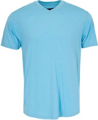 Lords of Harlech Victor Extra Fine Merino Wool V-neck Shirt in Teal at Nordstrom, Size Xx-Large
