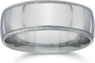 Pompeii3 7mm Milgrain Wedding Band 14K White Gold Size Selectable