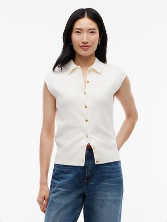 Tommy Hilfiger Womens Relaxed Lightweight Sweater Vest Polo - Ivory Petal - XL