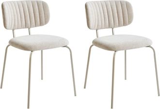 Beliani Conjunto de 2 sillas de comedor Chenilla Beige claro