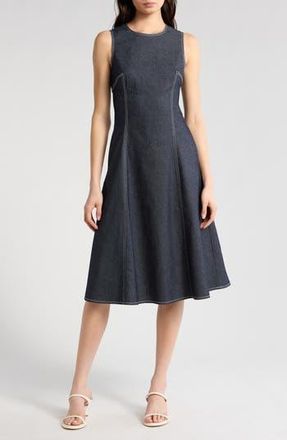 Vince Camuto Denim Fit & Flare Midi Dress in Navy at Nordstrom Rack, Size 14