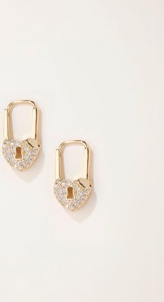 Fat Face FatFace Gold Tone Heart Lock Earrings