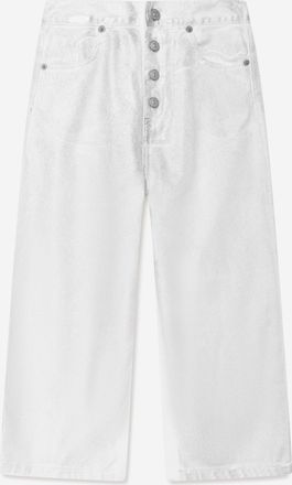 Maison Margiela Kids Unisex Metallic Effect Jeans in Silver - Size 8Y