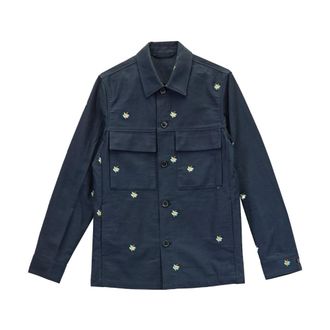 Paul Smith Casual Shirts, male, Blue, Size: L Giacca Camicia Ricamata