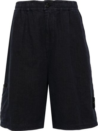 Stone Island Compass-motif bermuda shorts - men - Linen/Flax/Polyamide - 36 - Blue