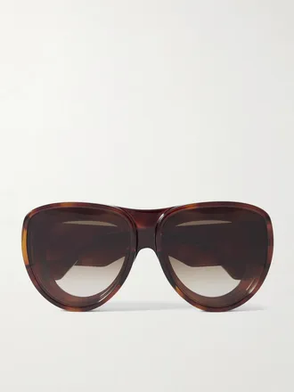 Loewe + Paulas Ibiza Occhiali Da Sole Oversize In Acetato Tartarugato Stile Aviator - Marrone