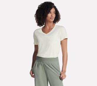 Skechers T-Shirt SKECHERS, Damen, Gr. XXL (50/52), lime cream, Obermaterial: 92% Baumwolle, 8% Elasthan, Shirts T-Shirt